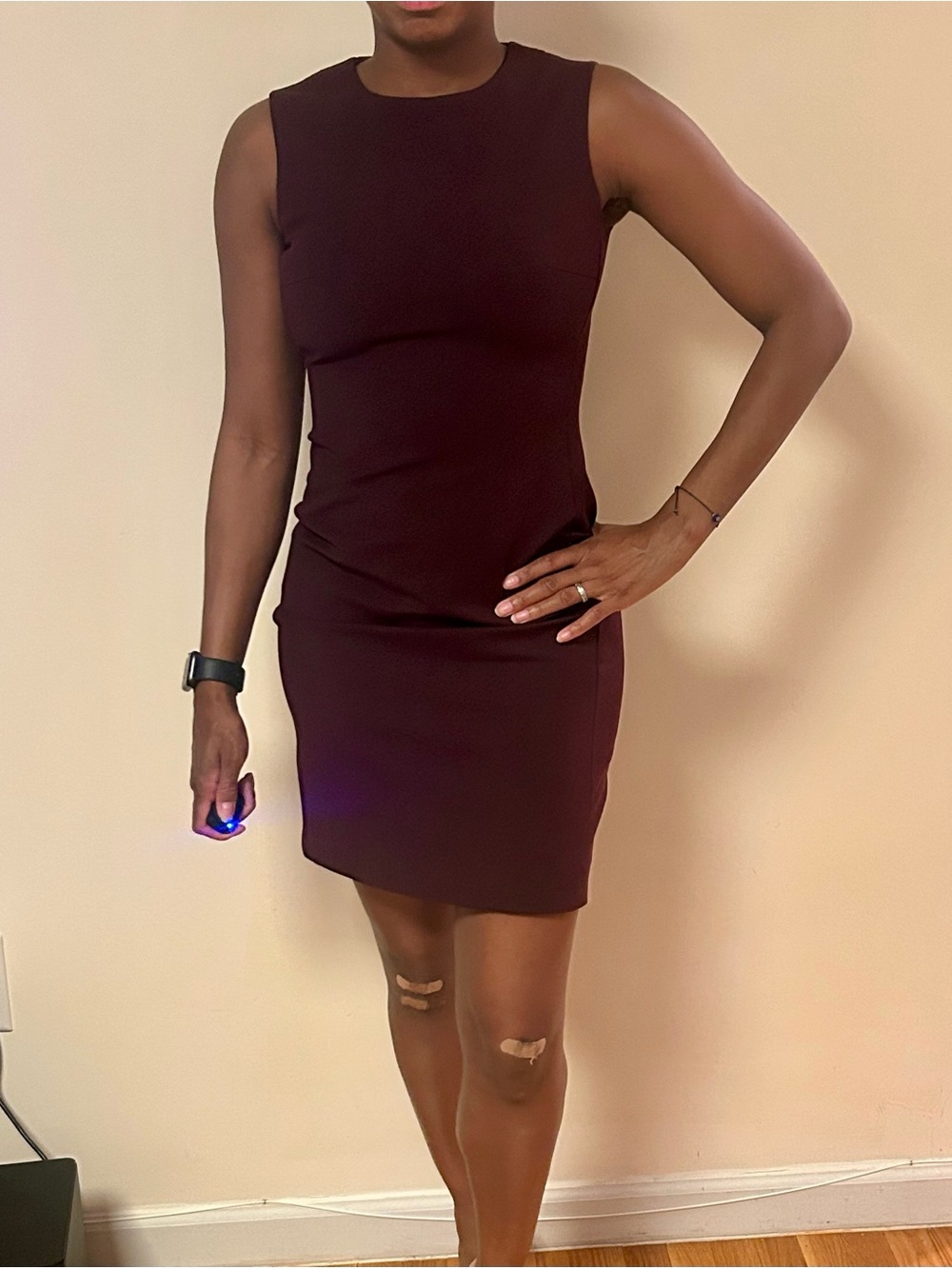 Theory Sleeveless Mini Dress in Burgundy - Picture 2 of 4